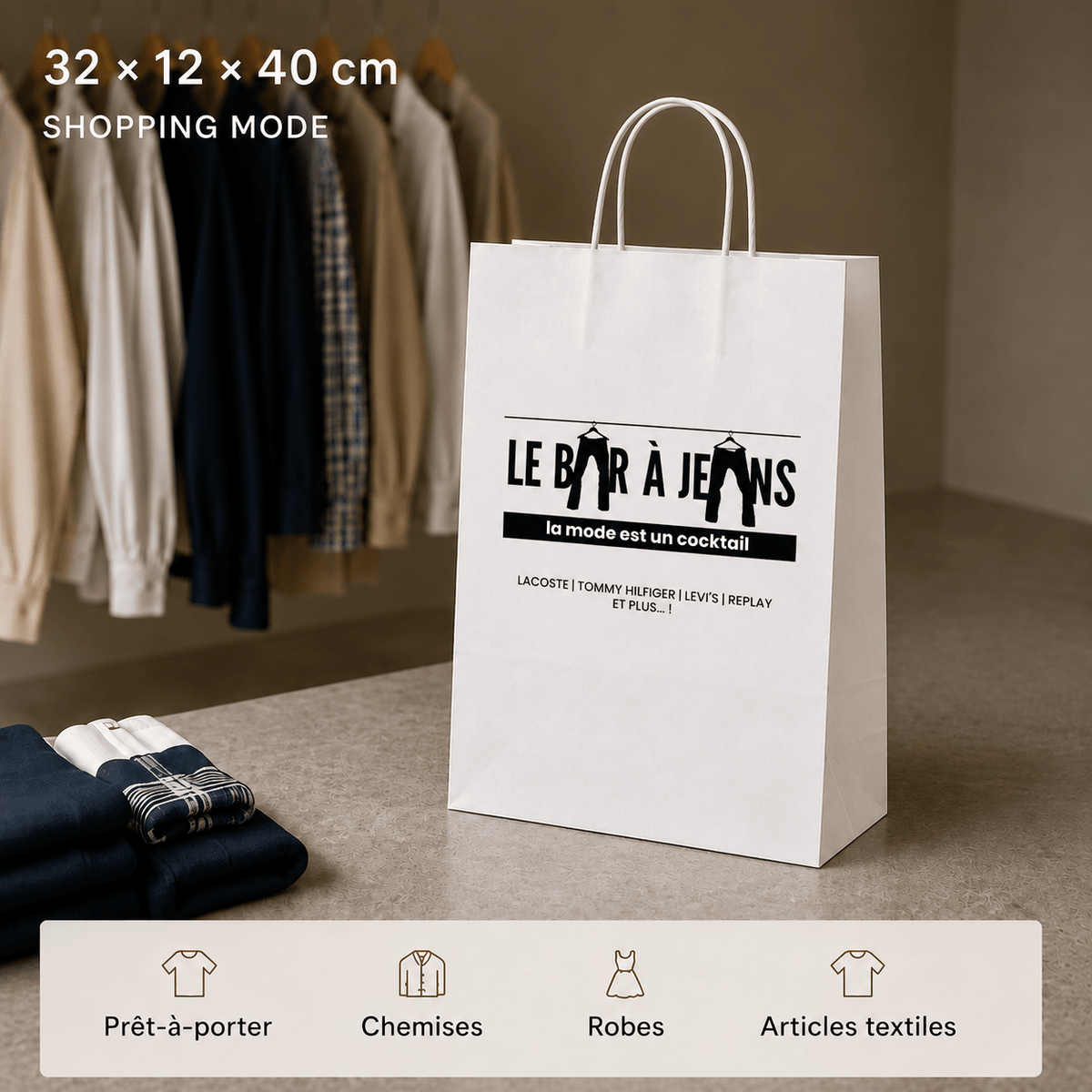 Sacs classiques Kraft Blanc - FaciPack