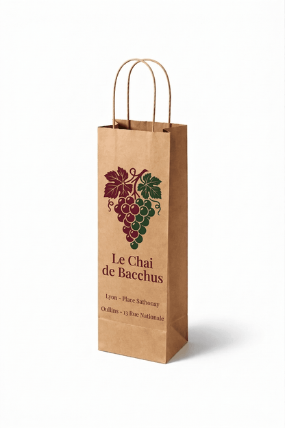 Sac bouteille kraft personnalise avec logo pour caviste et commerce de vin