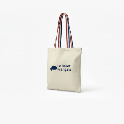 Tote bag anses tricolores Apollon coton 180 gr naturel personnalise avec logo
